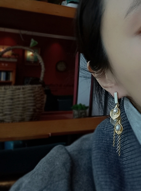 天然珍珠耳环耳坠女纯银长款流苏