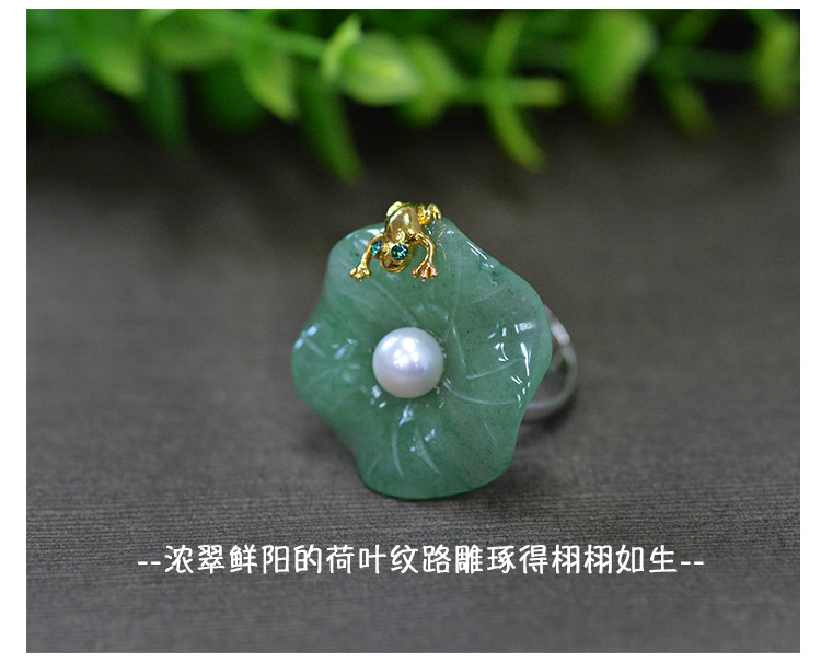 食指装饰天然珍珠玉石戒指女925纯银开口活口复古韩国个性手工