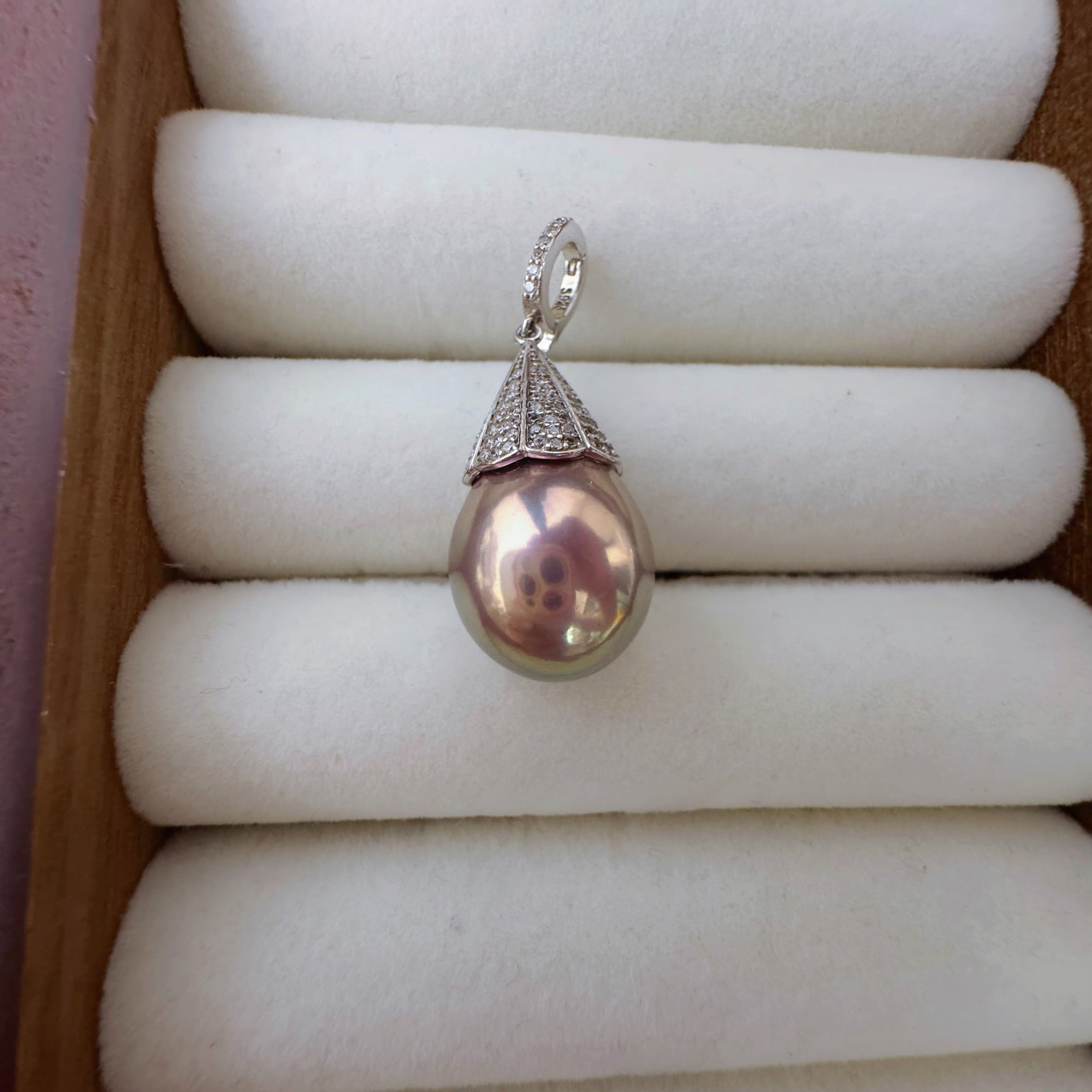 Rare burgundy color unique set high quality mirror light natural freshwater pearl ring earrings pendant