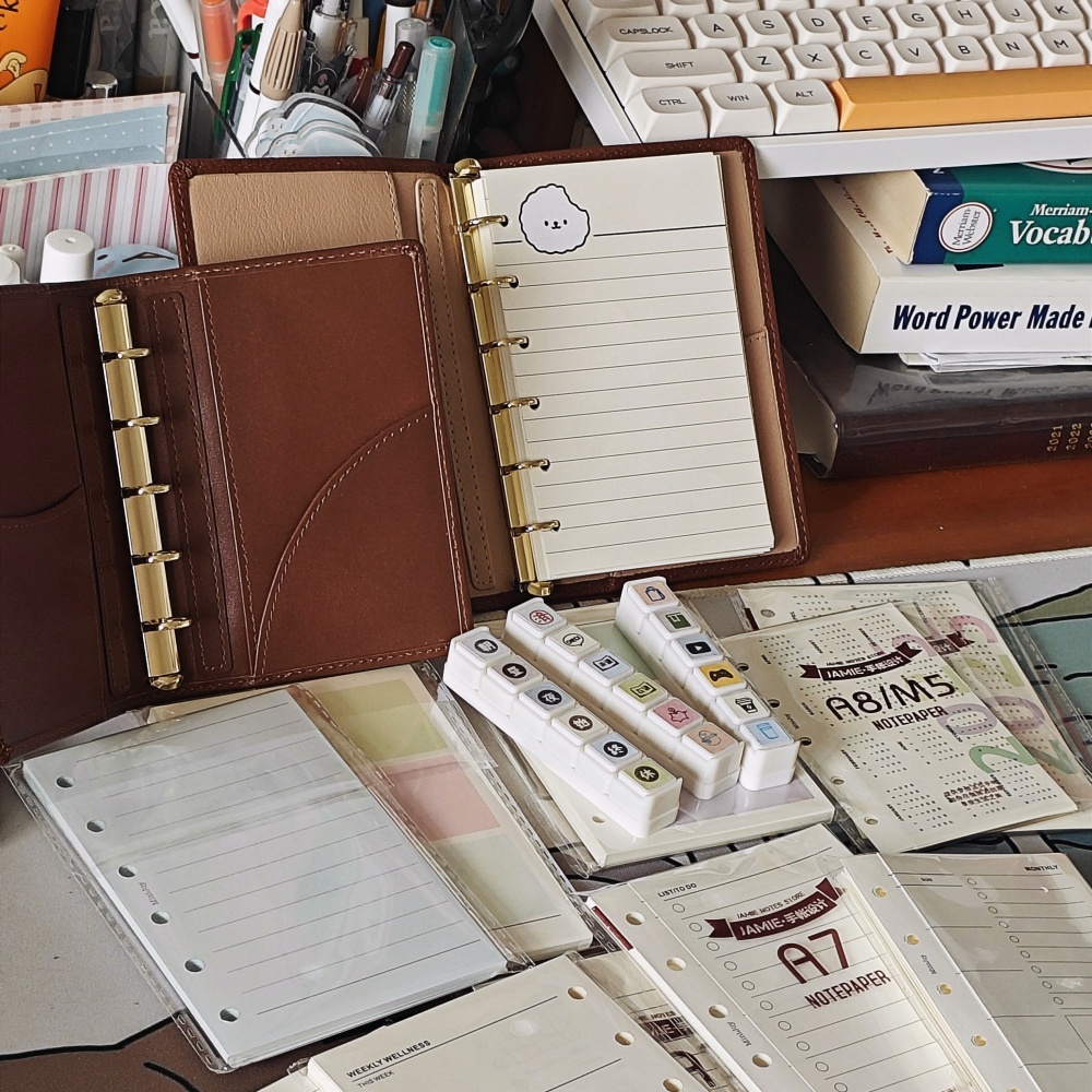 掌柜推荐!头层牛皮A8活页手帐 5环迷你活页m5真皮小环随身记事本 - 图0