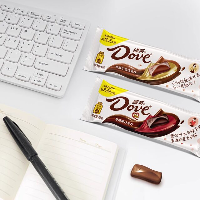 Dove bowl of multi-flavor chocolate