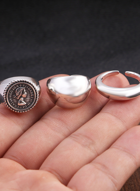 小龙潮牌女款ins风开口戒指银饰