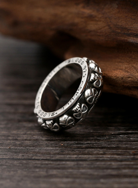 时尚潮流银饰s925纯银骷髅头朋克