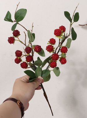 红色仿真树莓果短枝千日红草莓果