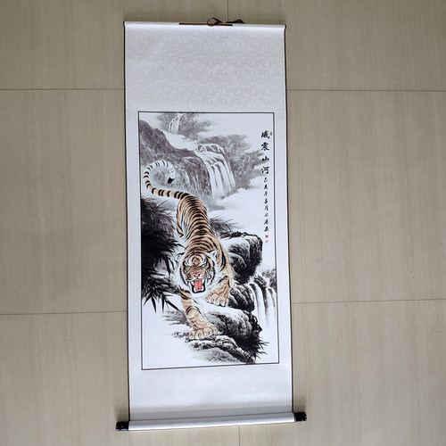 国画 工笔虎 上山虎 下山虎 动物老虎画 宣纸绢布 艺术微喷挂画 - 图0