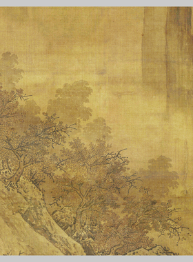南宋 萧照 秋山红树图 古代名画复制品宋元山水临摹教学装饰 微喷