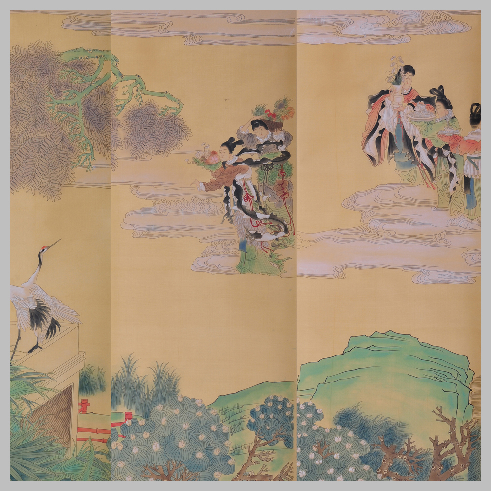 清 任熊 群仙祝寿 古山水风景人物国画 高清 艺术微喷 装 - 图1