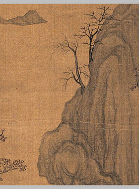 明 陈洪绶 幽亭听泉图 古山水风景人物国画 高清微喷字画艺术微喷