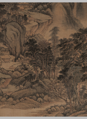 清 王时敏 南山积翠图 古山水风景人物国画 高清 艺术微喷 装饰画