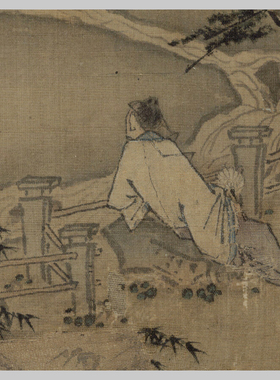 马远松荫观鹿图微喷山水人物