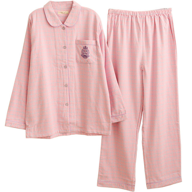 MEJU spring and autumn pure cotton brushed women's pajama set