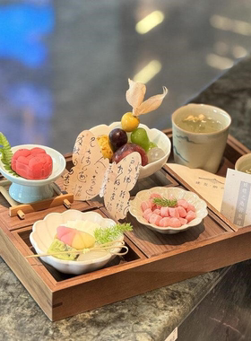 中式点心盘茶点盘商务茶歇会所水果切盘糕点摆盘装饰茶水果拼盘