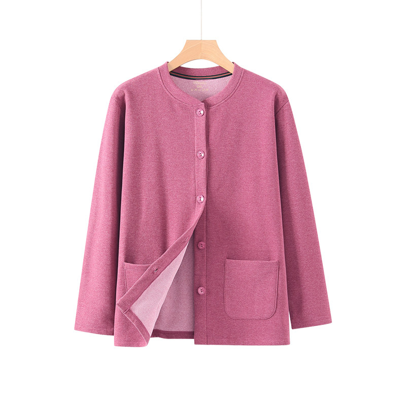 中老年德绒磨毛保暖上衣女士对襟开衫秋衣秋冬妈妈系扣宽松棉毛衫,淘宝优惠券,粉丝福利购,淘宝优惠卷