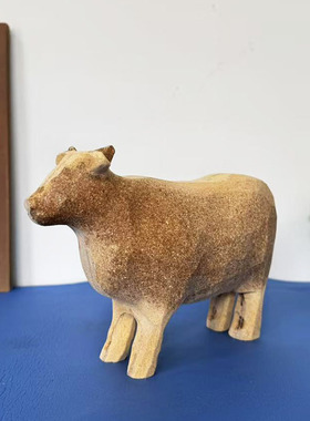 北欧牛动物创意玄关摆件兔子DIY毛坯手工花园庭院园艺场景装饰品