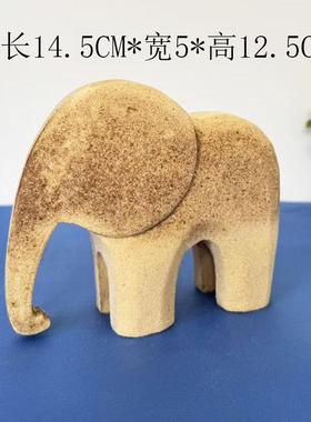 北欧风极简风大象雕刻家居装饰摆件木质工艺品彩绘呆萌手工DIY毛