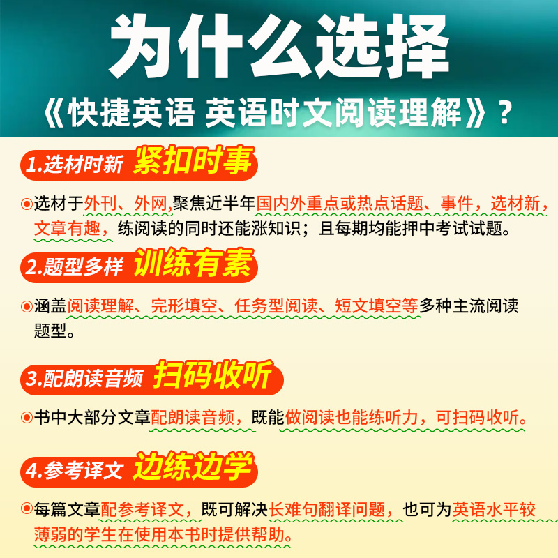 2024版活页快捷英语时文阅读英语高一二三高考24期上册下册高中英语阅读理解专项训练完形填空与阅读理解组合训练周周练辅导资料书 - 图1