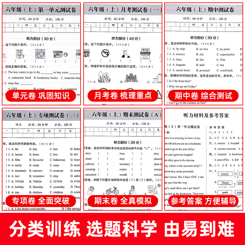 六年级上册英语期末冲刺100分试卷测试卷人教PEP版 小学生小升初6年级同步试卷练习册单元期中期末复习模拟卷子复习资料辅导书全套