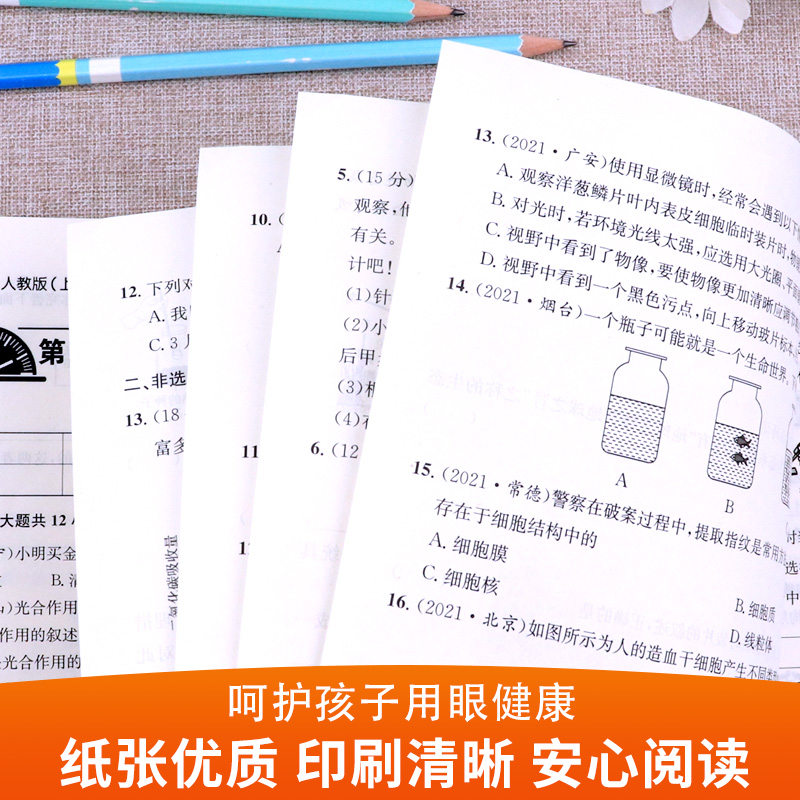 七年级上册生物试卷同步练习册全套 初中初一7年级下册测试卷必刷题人教版辅导复习资料 中考真题卷子中学教辅 期中期末月考练习题