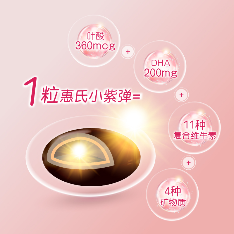 惠氏营养品海外旗舰店惠氏孕妇黄金素dha备孕叶酸复合维生素矿物质补铁多元营养素30粒2