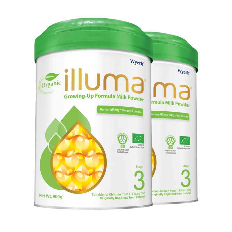 惠氏营养品海外旗舰店【预售】ILLUMA启赋有机爱尔兰全乳糖婴幼儿奶粉3段1-3岁900g*21