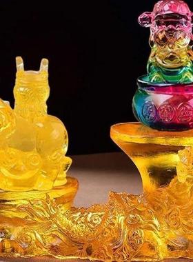 2025蛇年新款水琉璃摆件十二生肖羊吉象护鼎吉祥物礼物摆件饰品礼