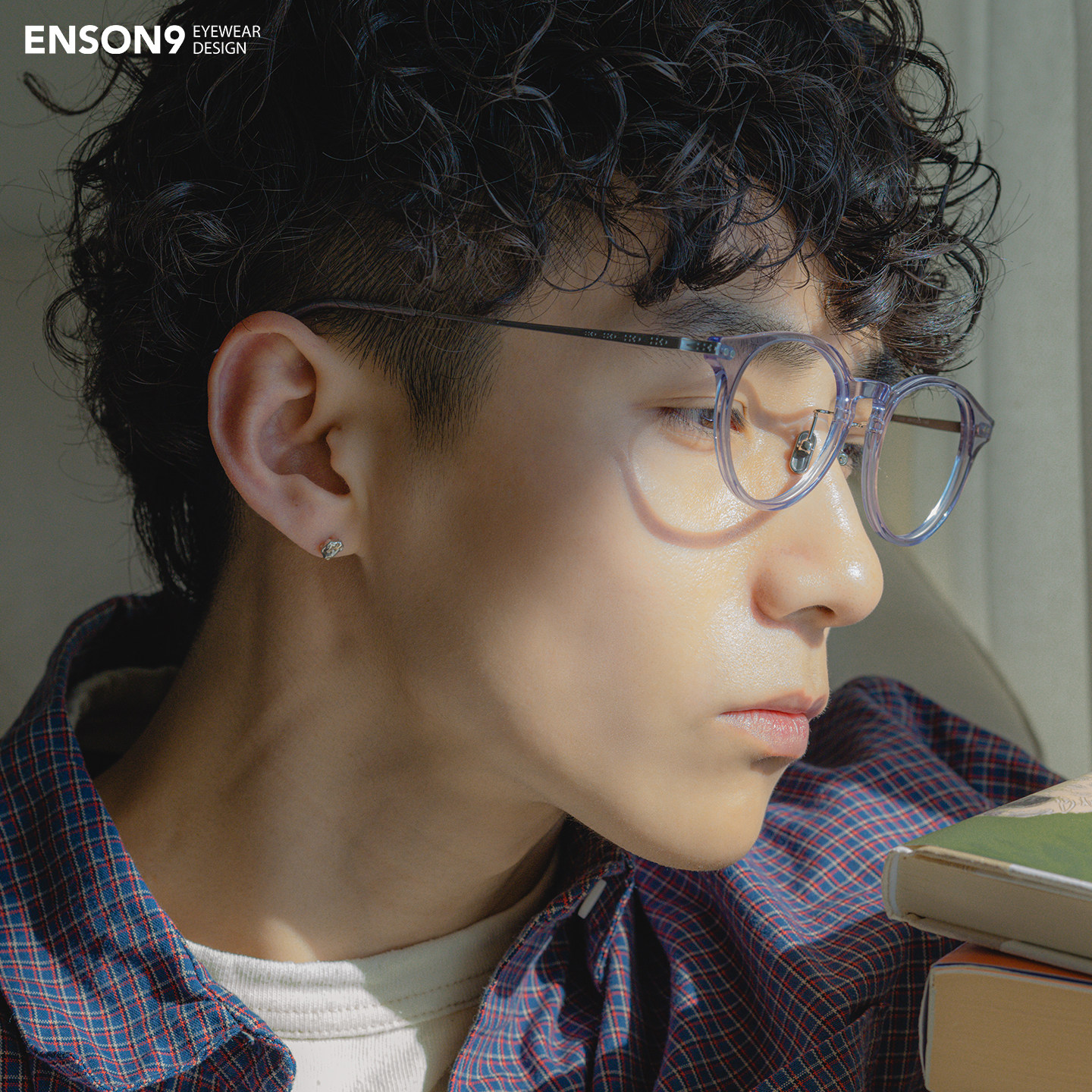 enson9日系复古花纹板材圆框潮男女 纯钛拼色半透明配近视平光镜,淘宝优惠券,粉丝福利购,淘宝优惠卷