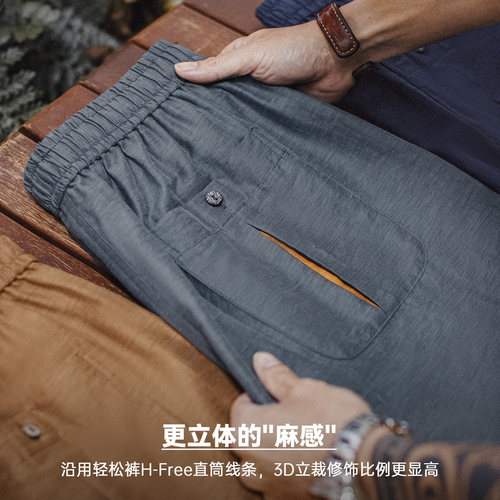 马登工装美式莱赛尔仿亚麻短裤外穿高级老钱风休闲五分裤薄男士夏 - 图3