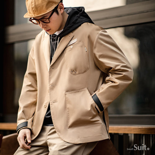 马登工装 美式休闲平驳领小西装夹克多口袋机能宽松西服外套男秋 - 图1