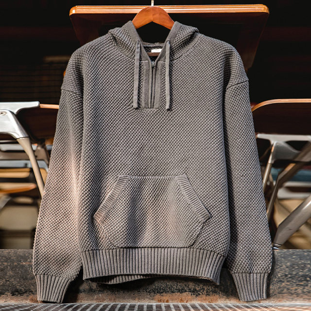 Maden workwear American casual semi-zipper sweater