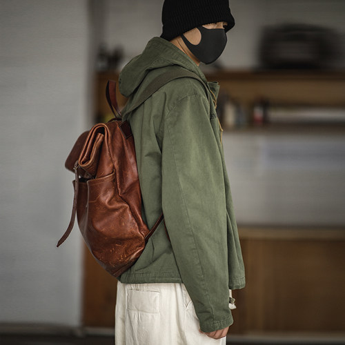 马登工装美式复古海军甲板服军事风衣恶劣天气外套卫衣连帽衫男秋 - 图0