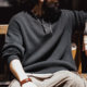 Madden Workwear American Retro Black Knitted Henley Shirt