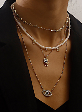 欧美跨境饰品时尚爱心镶钻蓝色眼