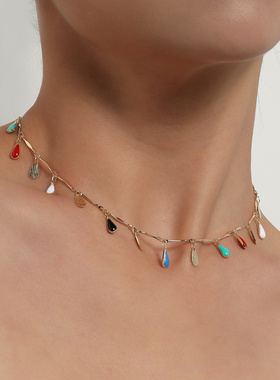 欧美跨境饰品水滴彩绘滴釉亮片吊