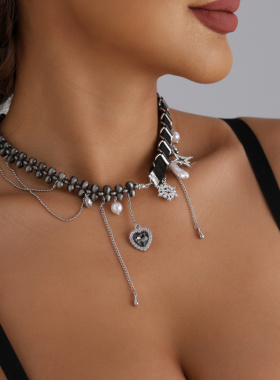 欧美跨境饰品性感辣妹风绒布绳编