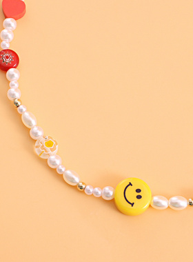 欧美跨境饰品亚克力黄色笑脸珍珠