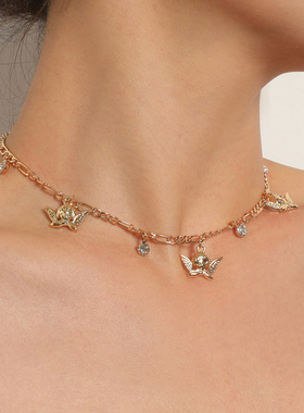 欧美跨境饰品简约气质天使水钻吊