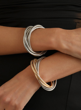 复古蛇骨链多层叠戴弹力手镯女