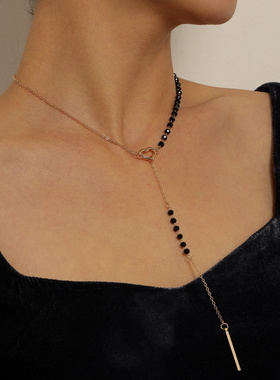 欧美跨境饰品一字长条流苏吊坠项