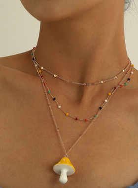 欧美跨境饰品亚克力立体黄色蘑菇