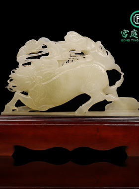 天然玉石办公室麒麟摆件