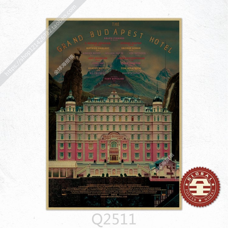 布达佩斯大饭店 The Grand Budapest Hotel复古文艺牛皮纸海报-图1