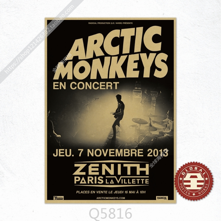 淘宝热销arctic Monkeys 北极猴子摇滚音乐牛皮纸海报酒吧琴行装饰画芯潮流单品 淘宝热销arctic Monkeys 北极猴子摇滚音乐牛皮纸海报酒吧琴行装饰画芯潮流单品