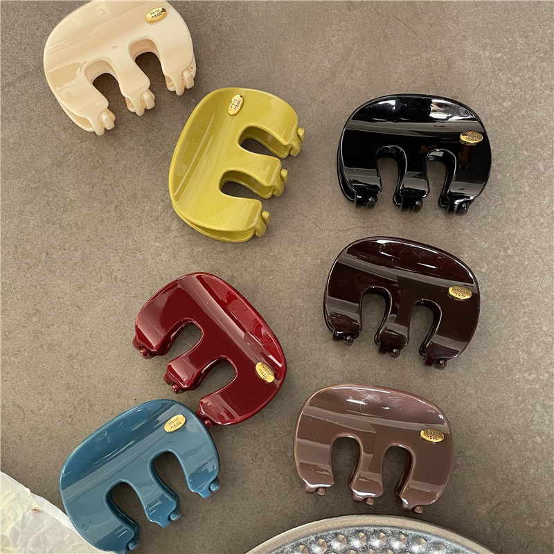 时尚气质 双面金标字母M后脑勺盘发抓夹新款 彩色亚克力发夹发抓,淘宝优惠券,粉丝福利购,淘宝优惠卷