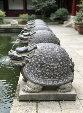 新中式仿古青石金钱龟镇宅摆件