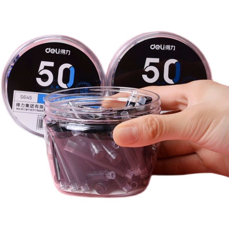 得力S643钢笔墨囊墨胆黑色墨蓝可擦纯蓝学生便携钢笔替芯三年级 - 图3