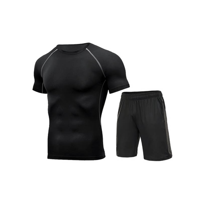 健身服男紧身速干跑步套装夏季运动游泳篮球套装训练服高弹晨跑服