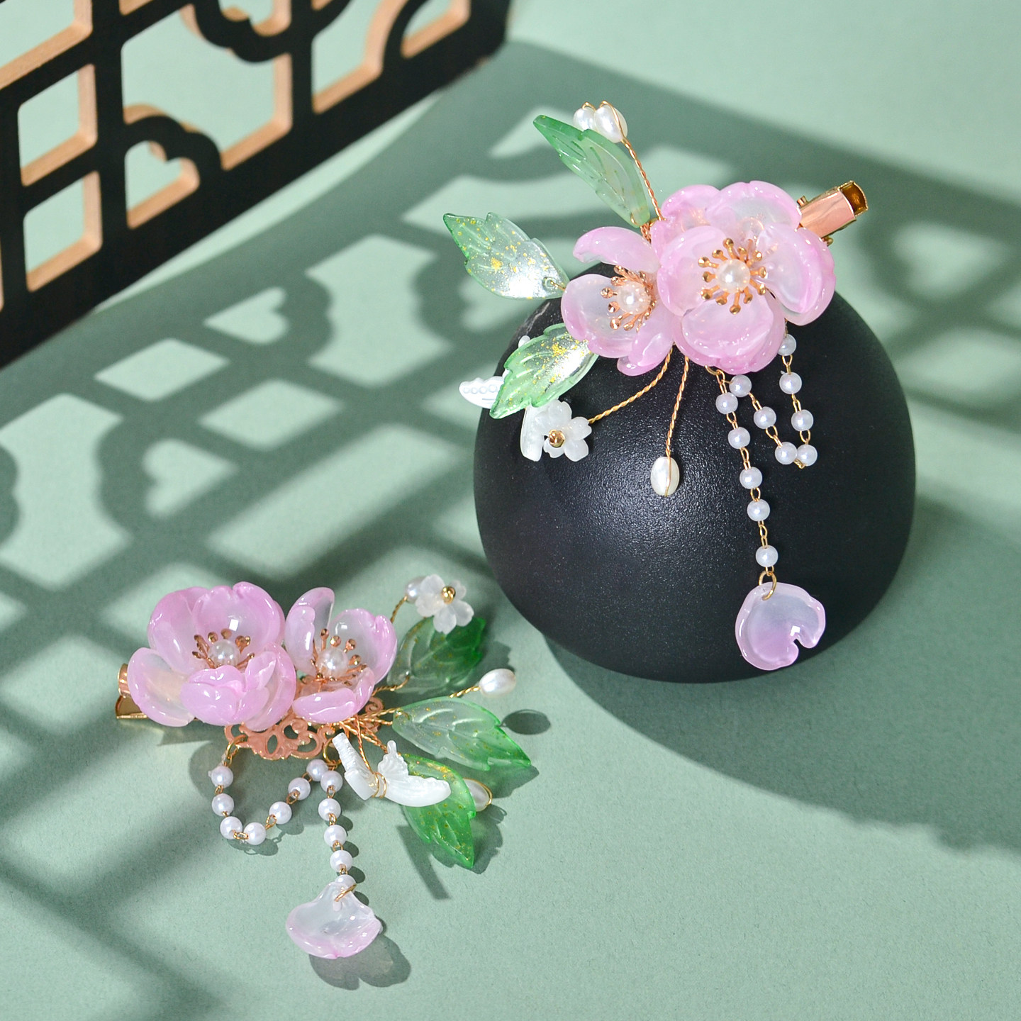 古风发饰粉色花朵发夹儿童清新甜美对夹超仙古装琉璃跳舞汉服头饰,淘宝优惠券,粉丝福利购,淘宝优惠卷