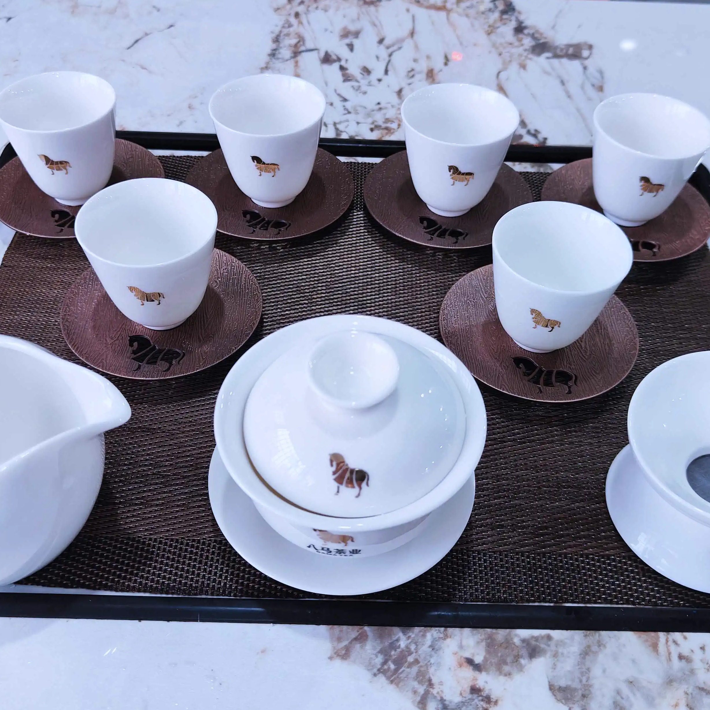 八马茶具白瓷盖碗茶海过滤网12件套2024新款6个小杯子整套,淘宝优惠券,粉丝福利购,淘宝优惠卷