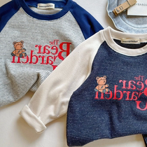 Foreign air men and women small and medium children Striped Duvet Palate Winter New Cartoon Warm Inner Hitch long sleeve undershirt