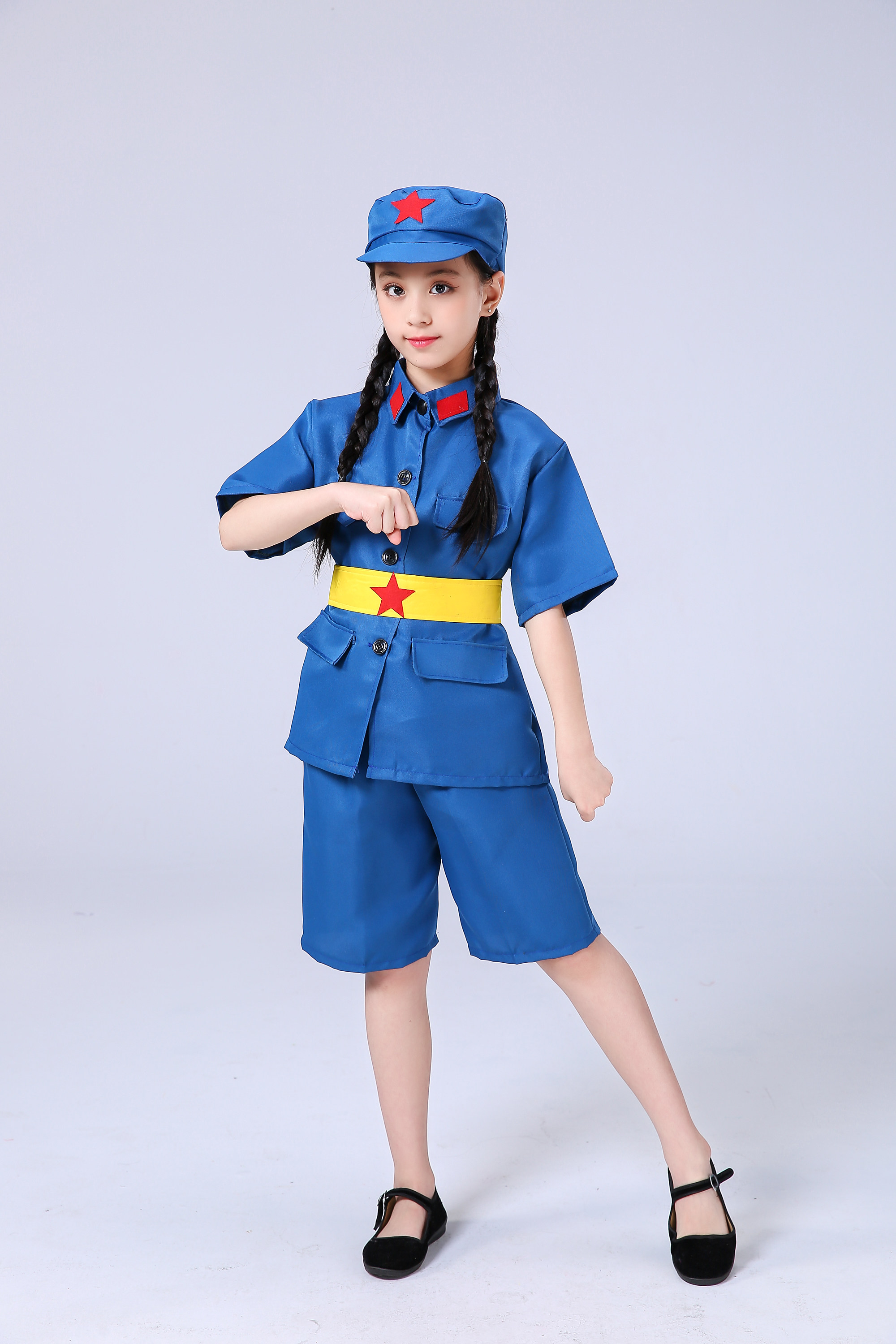 儿童小红军演出服八路军装红卫兵服成人抗战解放表演军装合唱服装